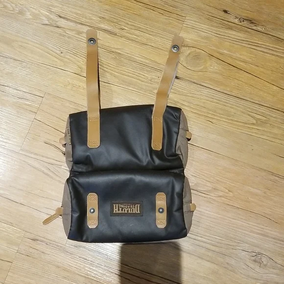 Duluth Trading Co Black and Brown Toiletry Bag with Leather Straps